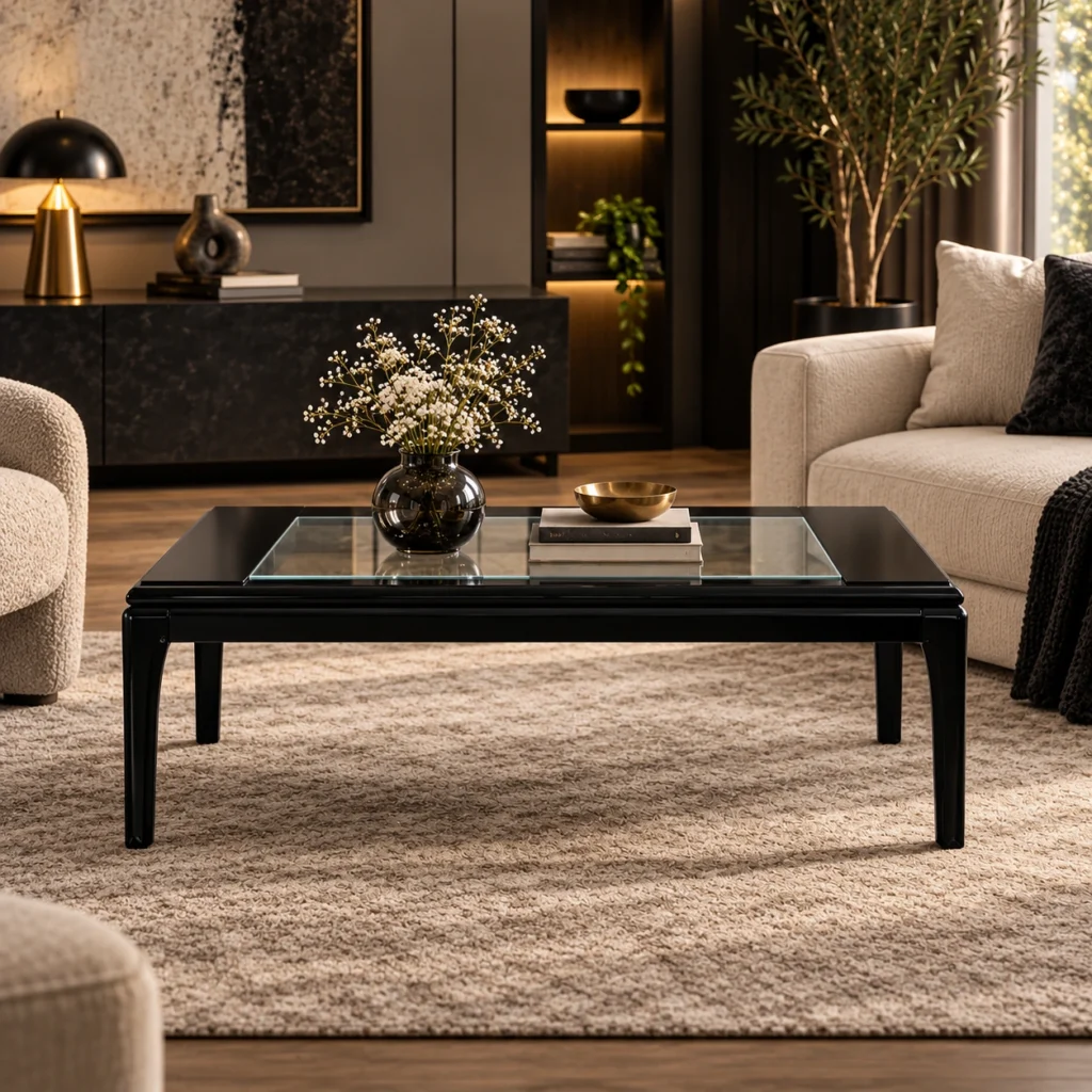 FURNIDAR — Table basse CRISTAL — vue dans le salon / طاولة قهوة CRISTAL